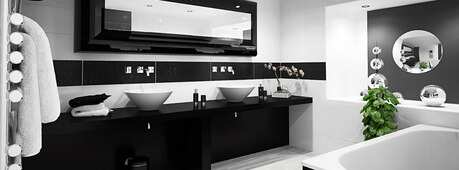 Чорно-біла ванна: втілення стилю та вишуканість форми -Зображення