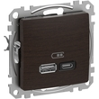 Розетка USB A+C 3A Венге Sedna Design & Elements (SDD181404), Schneider Electric - Зображення