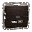 Розетка USB A+C 2,4A Венге Sedna Design & Elements (SDD181402), Schneider Electric - Зображення