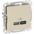 Розетка USB A+C 3A Бежевий Sedna Design & Elements (SDD112404), Schneider Electric - Зображення