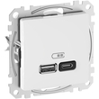 Розетка USB A+C 3A Белый Sedna Design & Elements (SDD111404), Schneider Electric - Зображення