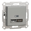 Розетка подвійна USB 2,4A Алюміній ASFORA (EPH2700361), Schneider Electric - Зображення