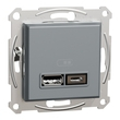 Розетка двойная USB 2,4A Сталь ASFORA (EPH2700362), Schneider Electric - Зображення