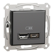 Розетка двойная USB 2,4A Антрацит ASFORA (EPH2700371), Schneider Electric - Зображення