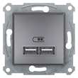 Розетка USB 2,1A Сталь ASFORA (EPH2700262), Schneider Electric - Зображення