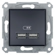 Розетка USB 2,1A Антрацит ASFORA (EPH2700271), Schneider Electric - Зображення