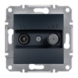 Розетка TV-SAT кінцева 1dB Антрацит ASFORA (EPH3400171), Schneider Electric - Зображення