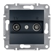 Розетка TV-R проходная 4dB Антрацит ASFORA (EPH3300271), Schneider Electric - Зображення