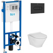 Комплект Інсталяція Duplo Nova WC з кнопкою Duplo Nova Black matt + Унітаз Legacy Rimless з кришкою Roca - Зображення 0