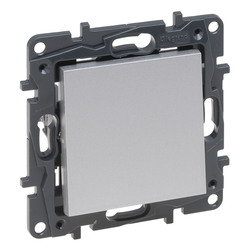 Выключатель 1-клавишный автоматические клеммы 10А Niloe Step Алюминий 863301 Legrand - зображення 1