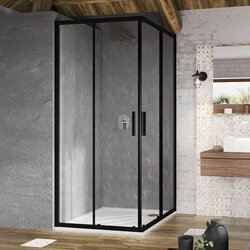 Душова кабіна BLSRV2-80 Transparent Black RAVAK - зображення 1