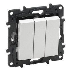 Выключатель 3-клавишный винтовые клеммы 20А Niloe Step Белый 863103 Legrand - зображення 1