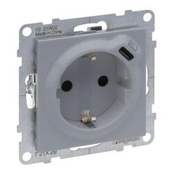 Розетка комбінована зі шторками 2К+З 16 A + USB Тип C 1,5 A 250В Suno 721329 Legrand - зображення 1