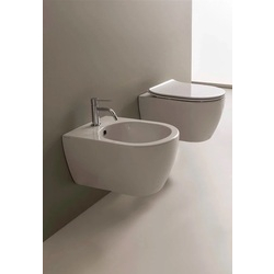 Комплект Унітаз підвісний з кришкою soft-close + Біде Moon White Gloss 5520CL+10050A+5535B+5521 SCARABEO - зображення 1