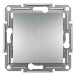 Выключатель 2-клавишный проходной Алюминий ASFORA (EPH0600161), Schneider Electric - зображення 1