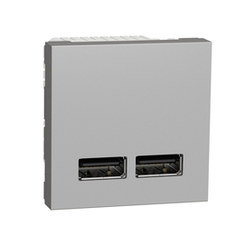 Розетка USB подвійна 2.1А Алюміній UNICA (NU341830), Schneider Electric - зображення 1