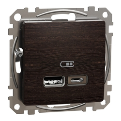 Розетка USB A+C 2,4A Венге Sedna Design & Elements (SDD181402), Schneider Electric - зображення 1