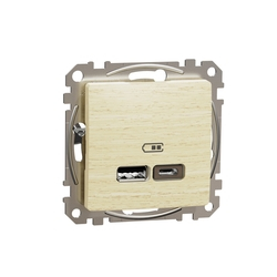 Розетка USB A+C 2,4A Береза Sedna Design & Elements (SDD180402), Schneider Electric - зображення 1