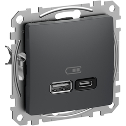 Розетка USB A+C 3A Антрацит Sedna Design & Elements (SDD114404), Schneider Electric - зображення 1
