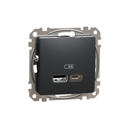 Розетка USB A+C 2,4A Черный Sedna Design & Elements (SDD114402), Schneider Electric - зображення 1