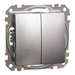 Переключатель 2-клавишный Матовый Алюминий Sedna Design & Elements (SDD170108), Schneider Electric - зображення 1