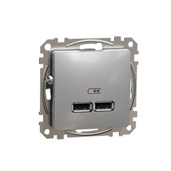 Розетка USB A+A 2,1A Алюміній Sedna Design & Elements (SDD113401), Schneider Electric - зображення 1