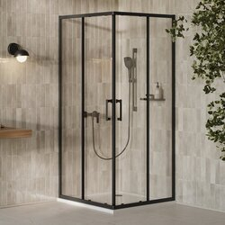 Душова кабіна X-Point Slim XPSRV2 100 чорний Transparent RAVAK - зображення 1