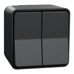 Переключатель 2-клавишный IP55 Черный MUREVA STYL (MUR35022), Schneider Electric - зображення 1