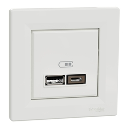 Розетка двойная USB 2,4A Белый ASFORA (EPH2700321), Schneider Electric - зображення 1