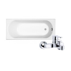 Комплект Ванна прямокутна з ніжками Opal Plus 170x70 Kolo Змішувач для ванни Lento 15490501 Adell - зображення 1