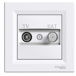 Розетка TV-SAT проходная 8dB Белый ASFORA (EPH3400321), Schneider Electric - зображення 1