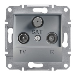 Розетка TV-R-SAT конечная 1dB Сталь ASFORA (EPH3500162), Schneider Electric - зображення 1