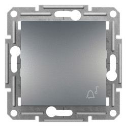 КНОПКОВИЙ ВИМИКАЧ З СИМВОЛОМ ''ДЗВІНОК'', САМОЗАЖИМНИЙ, ASFORA СТАЛЬ - зображення 1