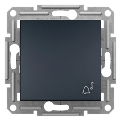 КНОПКОВИЙ ВИМИКАЧ З СИМВОЛОМ ''ДЗВІНОК'', САМОЗАЖИМНИЙ, ASFORA АНТРАЦИТ - зображення 1