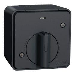 Вимикач з таймером IP55 Mureva Styl, поверхневий монтаж, чорний - зображення 1