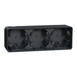 Потрійний блок для поверх. монтажу IP55 Mureva Styl, горизонтальний, чорний - зображення 1