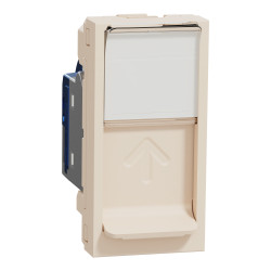 Розетка комп'ютерна RJ45, категорія 6 STP, 1 модуль, бежева Unica New Studio - зображення 1