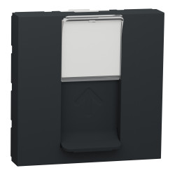 Розетка комп'ютерна RJ45, одинарна категорія 6 STP, 2 модулі антрацит - зображення 1