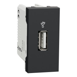 USB-коннектор 1 модуль антрацит - зображення 1