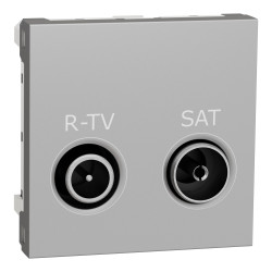 Розетка R-TV SAT одинарна, 2 модулі алюміній - зображення 1