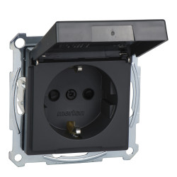 SМ РОЗЕТКА SCHUKO З КРИШКОЮ ІР44, АНТРАЦИТ - зображення 1