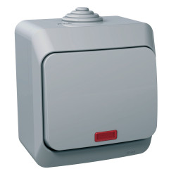 ВИМИКАЧ ОДНОКЛАВ.З ПІДСВІЧ, СІРИЙ - зображення 1