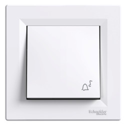 КНОПКОВИЙ ВИМИКАЧ З СИМВОЛОМ ''ДЗВІНОК'', САМОЗАЖИМНИЙ, БІЛИЙ ASFORA - зображення 1