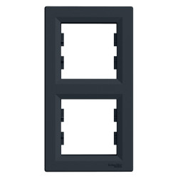 РАМКА ДВОМІСНА, ВЕРТИКАЛЬНА, ASFORA АНТРАЦИТ - зображення 1