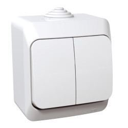 Вимикач 2-клавішний IP44 Cedar Plus, накладний монтаж, білий - зображення 1