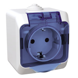 Розетка з заземленням та шторками IP44, з прозорою кришкою Cedar Plus, біла - зображення 1