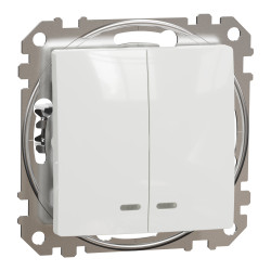 Двоклавішний вимикач з підсвіткою Білий Sedna Design - зображення 1