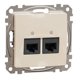 Data socket, Sedna Design & Elements, 2xRJ45 CAT6 UTP, PRO, beige - зображення 1