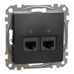 Data socket, Sedna Design & Elements, 2xRJ45 CAT6 UTP, PRO, anthracite - зображення 1
