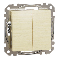 Кнопковий двоклавішний вимикач 10A, береза, Sedna Design & Elements - зображення 1